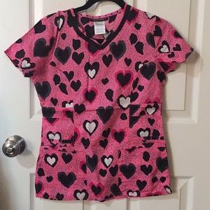 Heart soul pink scrub top with heart design